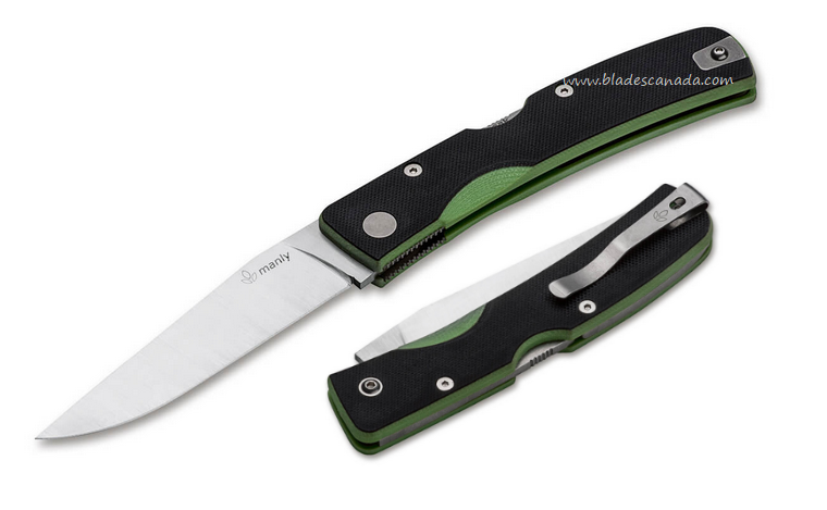 Manly Peak Folding Knife, CPM 154, G10 Black/Green, Right/Left Hand, 01ML059