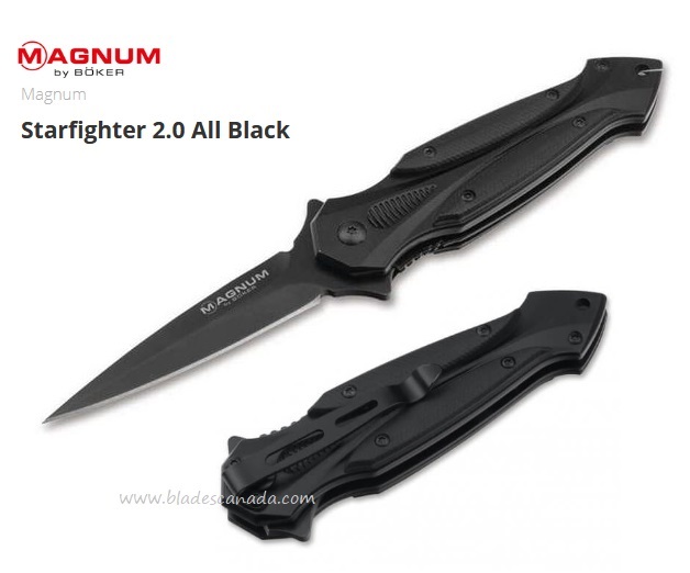 Boker Magun Starfighter 2.0 Dagger Folding Knife, Assisted Opening, 440A, G10 Black, 01RY269