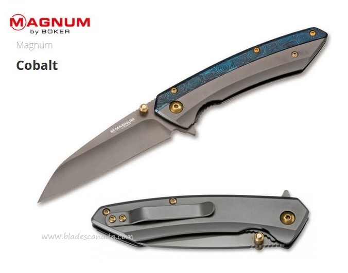 Boker Magnum Cobalt Flipper Folding Knife, Assisted Opening, 440A, 01RY288