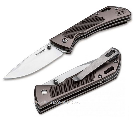 Boker Magnum Advance Checkering Folding Knife, 440C, Aluminum Dark Bronze, 01RY303