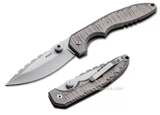 Boker Plus Sulaco Framelock Folding Knife, 440C, Titanium, 01BO034 - Click Image to Close