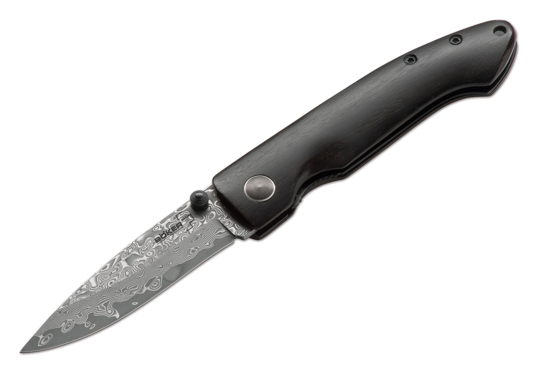 Boker Plus Damascus Gent II Folding Knife, Damascus Blade, Wood Handle, 01BO102Dam