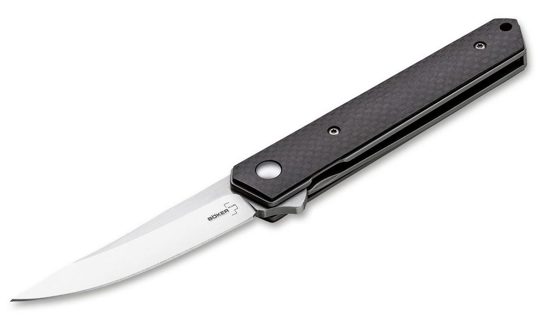 Boker Plus Mini Kwaiken Flipper Folding Knife, D2, Carbon Fiber, 01BO256 - Click Image to Close