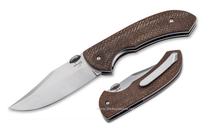 Boker Plus Pocket Bowie Folding Knife, D2 Steel, Micarta Brown, 01BO508