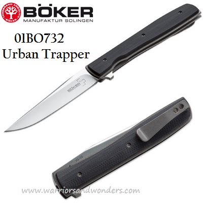 Boker Plus Urban Trapper Folding Knife, VG10, G10 Black, 01BO732