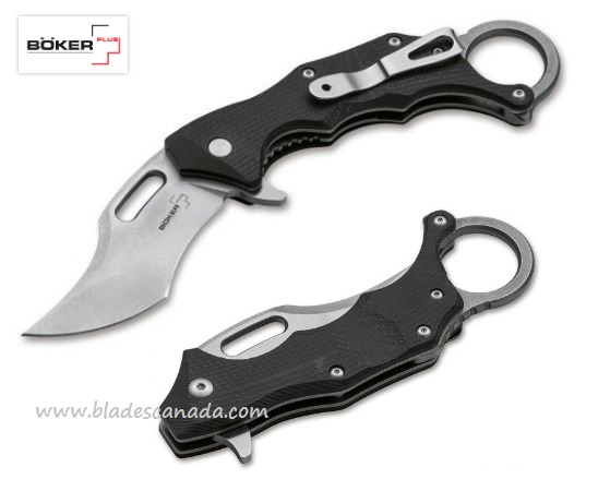 Boker Plus Wildcat XL Flipper Folding Knife, D2, G10 Black, 01BO755