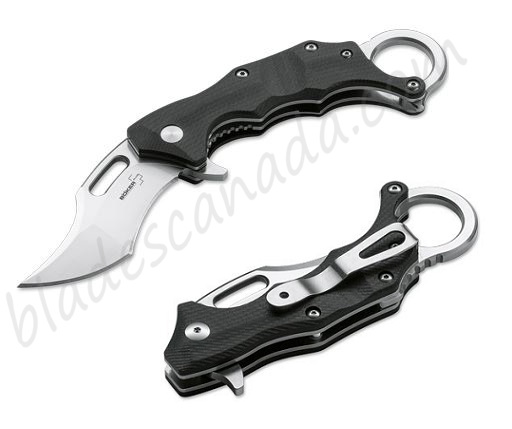 Boker Plus Wildcat Karambit Folding Knife, D2, G10 Black, 01BO772 - Click Image to Close
