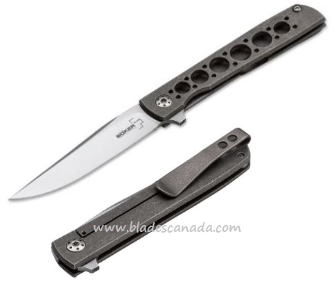 Boker Plus Petite Urban Trapper Flipper Folding Knife, VG10, Titanium, 01BO780