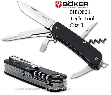 Boker Plus Tech-Tool City 3 Folding Knife, 12C27 Sandvik, G10, 01BO803