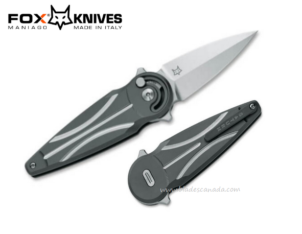 Fox Italy Saturn Flipper Folding Knife, Left Handed, M390, Titanium Black, FX-551SX Ti
