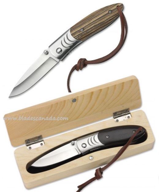 BlackFox BF-70 Folding Knife, Stainless, Zebrawood, Fox01FX033