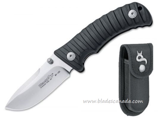 BlackFox BF-130B Folding Knife, 440C, Black Handle, Nylon Pouch, BF-130 B