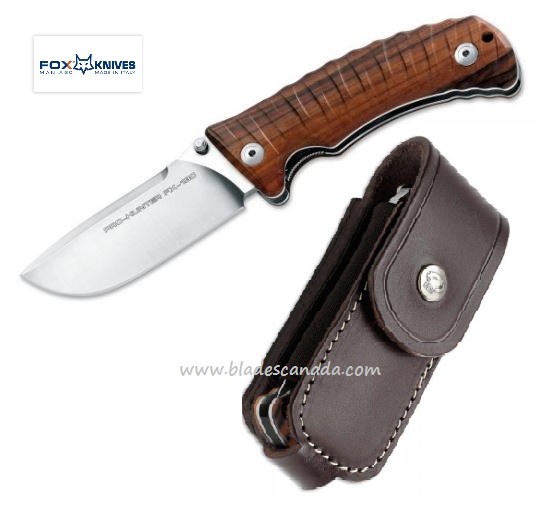 Fox Italy Pro Hunter Folding Knife, N690, Wood Handle, FX-130DW