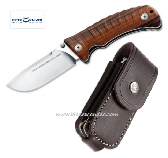 Fox Italy Pro Hunter Folding Knife, N690, Wood Handle, FX-130 DW