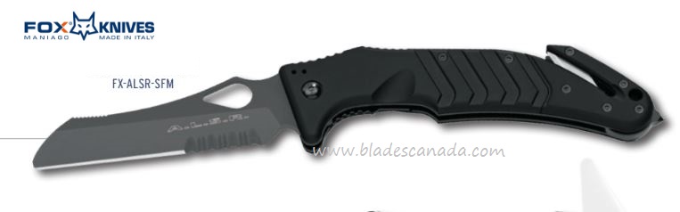 Fox Italy Air Land & Sea Rescue Folding Knife, N690, Aluminum, FX-ALSRSFM