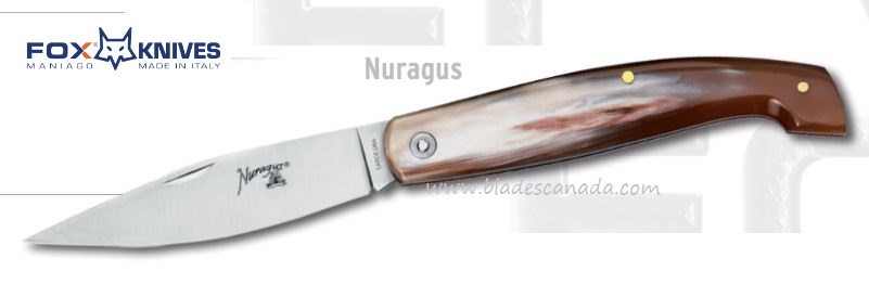 Fox Italy Nuragus Slipjoint Folding Knife, 420C, Cattle Horn, FX- 564/27