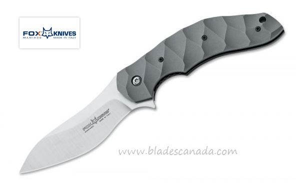 Fox Italy Anso Titan Flipper Folding Knife, N690, Titanium, FX-302