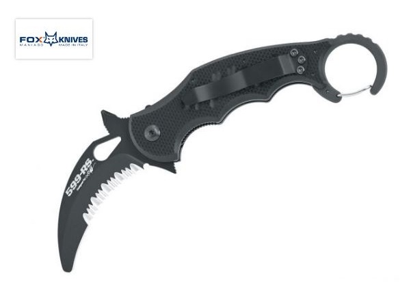 Fox Italy Rescue Karambit Folding Knife, N690, G10 Black, FX-599RS