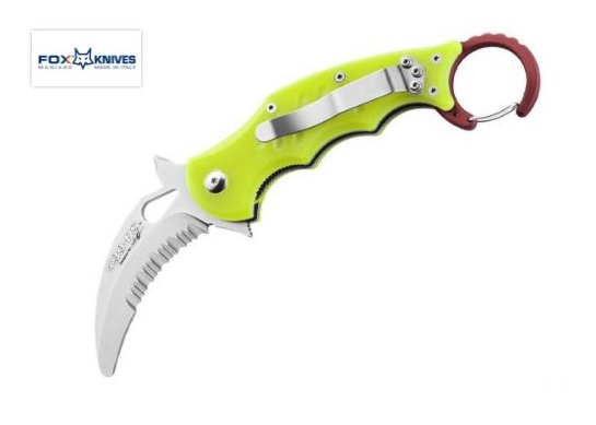 Fox Italy Rescue Karambit Folding Knife, N690, G10 Yellow, FX-599RSY - Click Image to Close