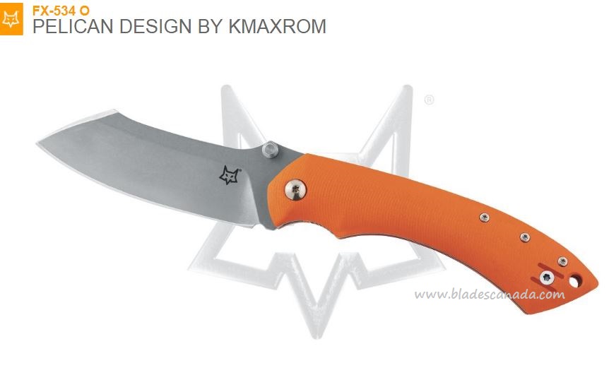 Fox Italy Kmaxrom Pelican Folding Knife, N690, G10 Orange, FX-534O