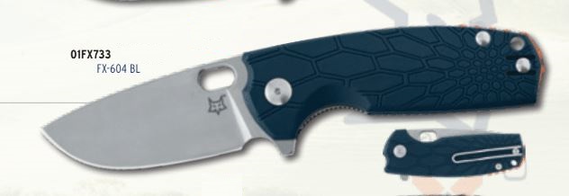 Fox Italy Vox Core Flipper Folding Knife, N690, FRN Blue, FX-604 BL
