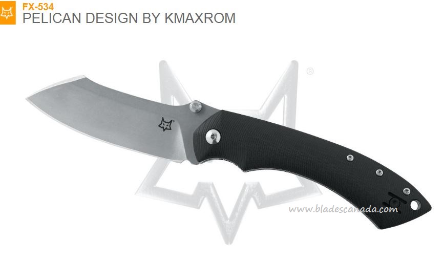Fox Italy Kmaxrom Pelican Folding Knife, N690, G10 Black, FX-534