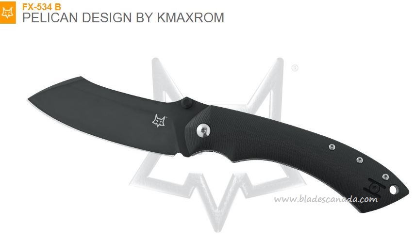 Fox Italy Kmaxrom Pelican Folding Knife, N690, G10 Black, FX-534 B