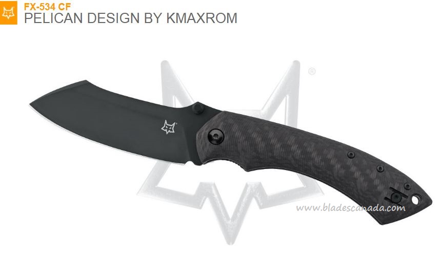 Fox Italy Kmaxrom Pelican Folding Knife, N690, Carbon Fiber, FX-534 CF