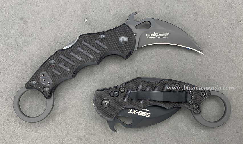 Fox Italy Karambit Folding Knife, N690, G10 Black, FX-599 XT