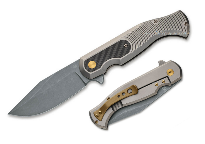 Fox Eastwood Tiger Titan Flipper Framelock Knife, CPM S90V, Carbon Fiber/Titanium, FX524TICF