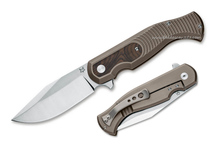 Fox Eastwood Tiger Titan Flipper Framelock Knife, CPM S90V, Ziricote Wood/Ti, FX-524 TIZW