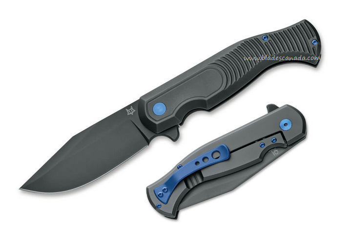 Fox Eastwood Tiger Titan Flipper Framelock Knife, CPM S90V Black, Titanium Black, FX-524 TI