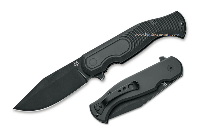 Fox Eastwood Tiger Flipper Framelock Knife, D2 Black, G10 Black, FX-524 B