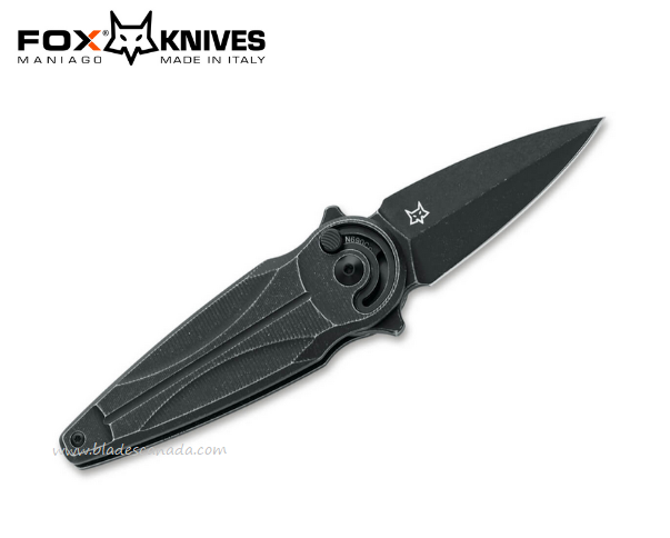 Fox Italy Saturn Flipper Folding Knife, Left Handed, N690 Black, Aluminum Black, FX-551 SX ALB