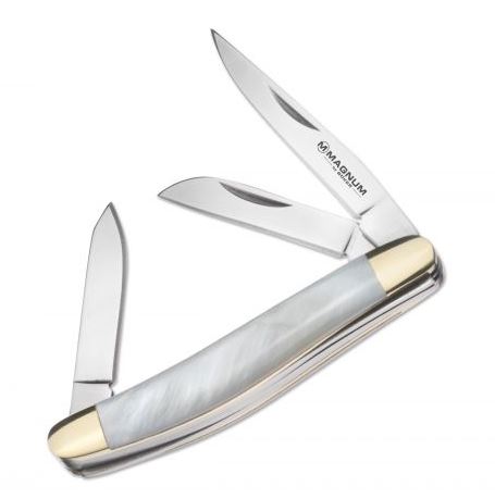 Boker Magnum Micro Pearl Stockman Folding Knife, 440A, 01MB402