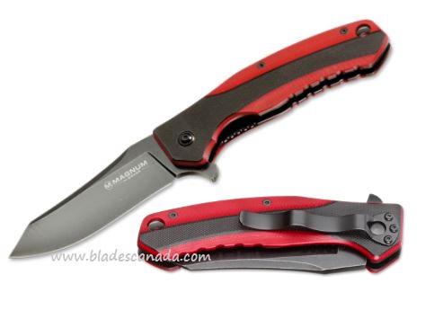 Boker Magnum RB Flipper Folding Knife, 440A, G10 Black/Red, B-01SC166 - Click Image to Close