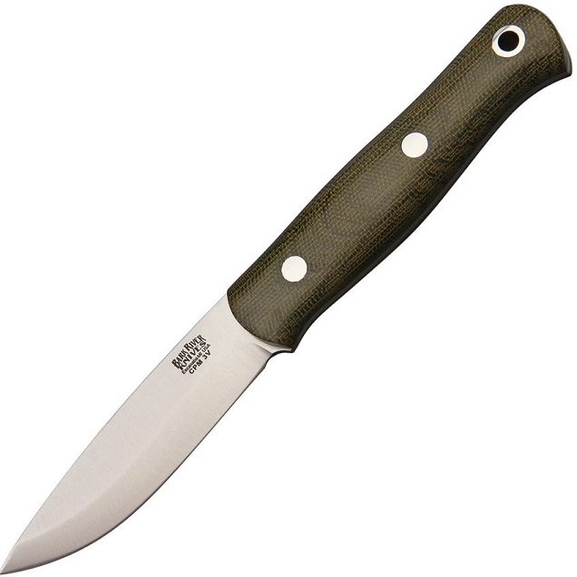 Bark River Ultra Lite Bushcrafter Fixed Blade Knife, CPM 3V, Micarta Green, BA023MGC