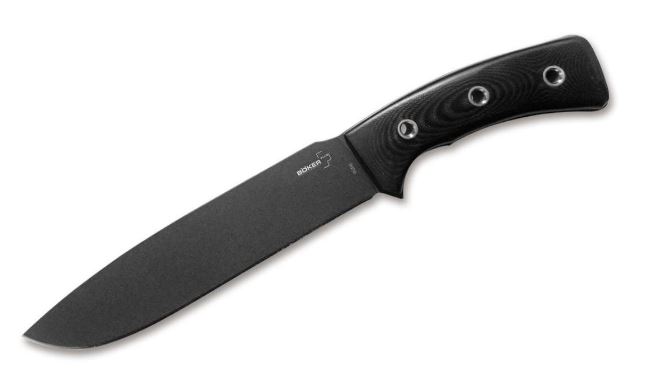 Boker Plus Komondor Fixed Blade Knife, SK5 Steel, G10 Black, Nylon Sheath, 02BO011