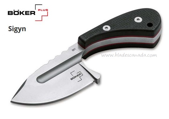 Boker Plus Sigyn Compact Fixed Blade Knife, D2, G10 Black, Kydex Sheath, 02BO037