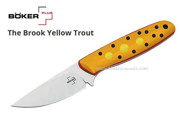Boker Plus The Brook Yellow Trout, VG10 Steel, G10 Handle, Kydex Sheath, 02BO068