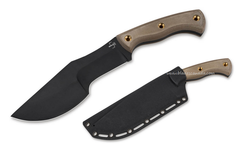 Boker Plus Tracker Fixed Blade Knife, 1095 Black, Micarta Brown, 02BO073