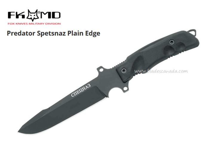 Fox Italy FKMD Predator Spetsnaz Fixed Blade Knife, N690 Black, Nylon Sheath, FX-G4B