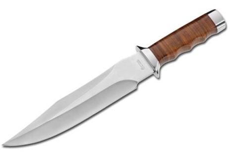 Boker Magnum Giant Bowie Fixed Blade Knife, Leather Handle, Leather Sheath, 02MB565 - Click Image to Close