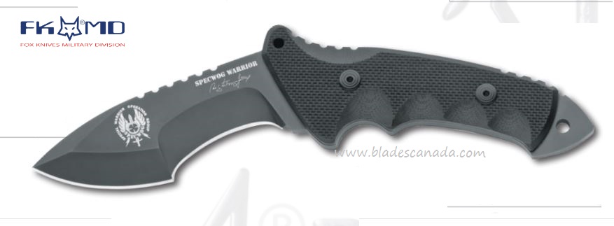 Fox Italy Specwog Warrior Combat Fixed Blade Knife, N690, G10 Black, MOLLE Kydex Sheath, FX-0171113 - Click Image to Close
