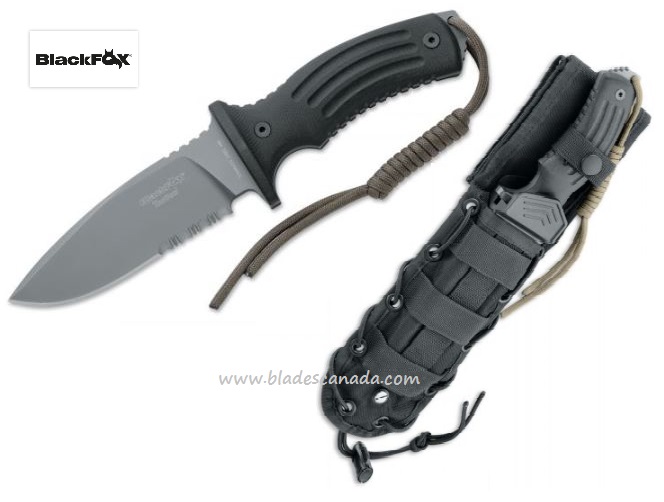 BlackFox Fixed Blade Knife, 440C, G10 Black, Nylon Sheath, BF-700B - Click Image to Close