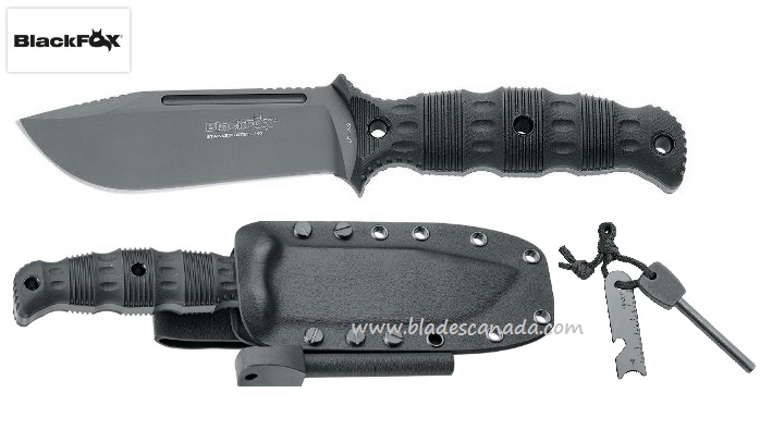 BlackFox Trackmaster Fixed Blade Knife, 440C, G10 Black, BF-709