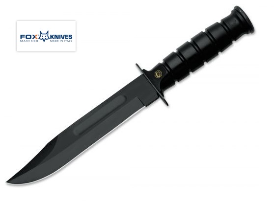 Fox Italy Military Defender Fixed Blade Knife, C70, Leather Sheath, 691/18