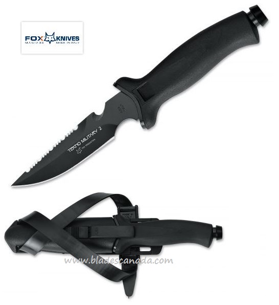Fox Italy Tecno Military 2 Fixed Blade Knife, 420C, Nylon Sheath, FX-641 - Click Image to Close