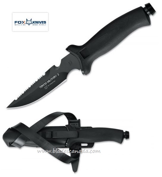 Fox Italy Tecno Military 2 Fixed Blade Knife, 420C, Nylon Sheath, 641