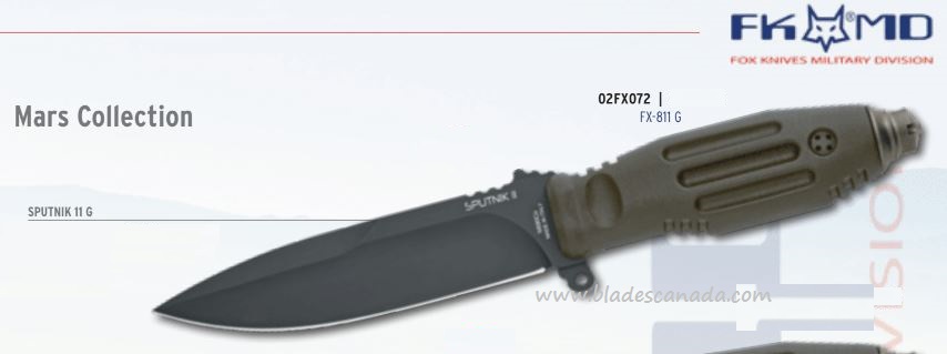 Fox Italy Sputnik 11 G Fixed Blade Knife, N690, Nylon Sheath, FX-811G